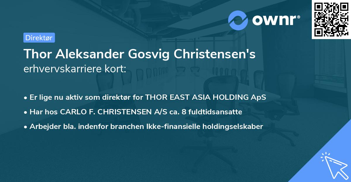 Thor Aleksander Gosvig Christensen's erhvervskarriere kort