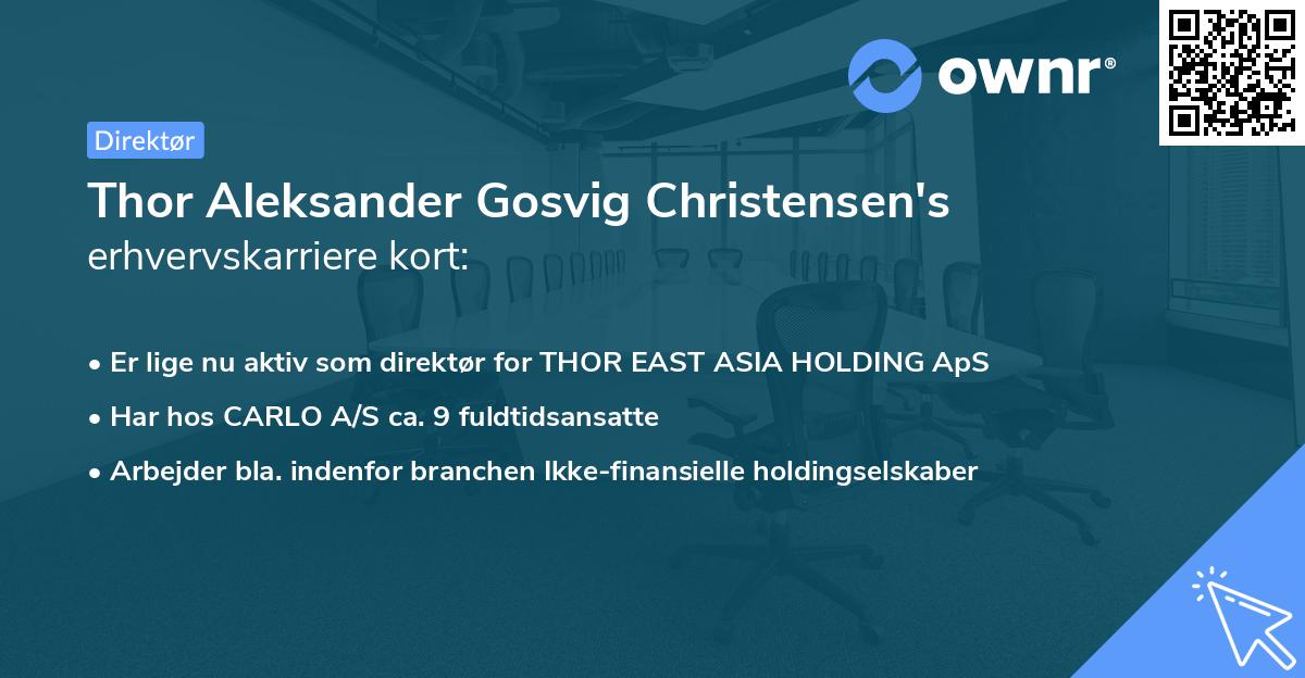Thor Aleksander Gosvig Christensen's erhvervskarriere kort