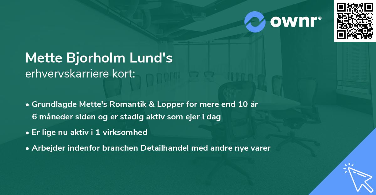 Mette Bjorholm Lund's erhvervskarriere kort