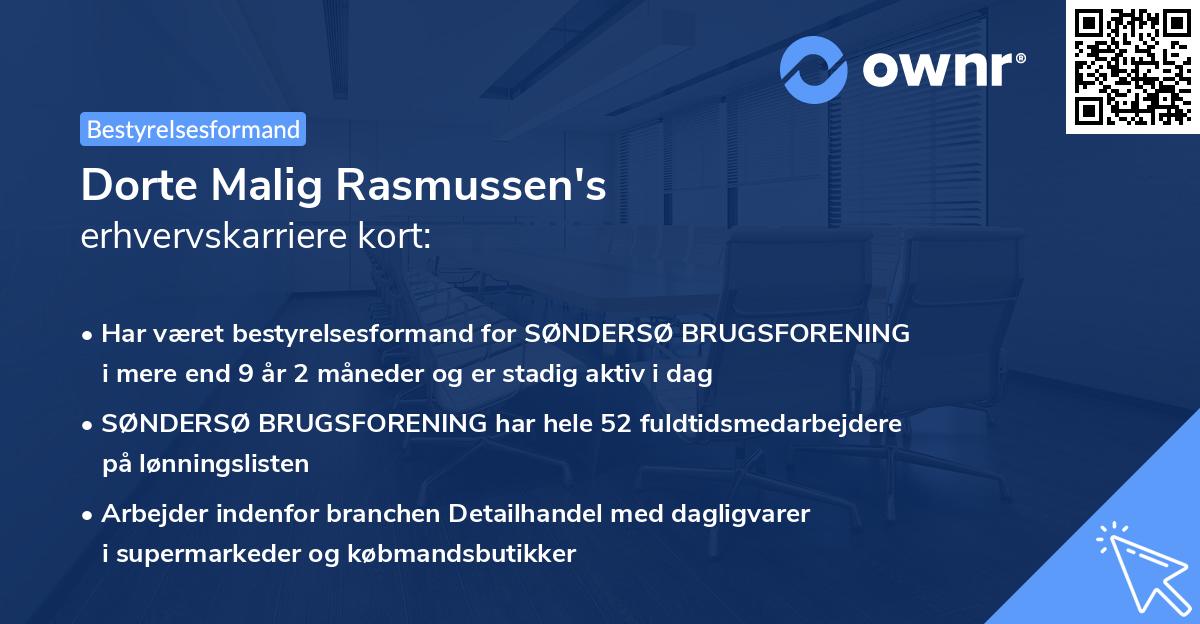 Dorte Malig Rasmussen's erhvervskarriere kort