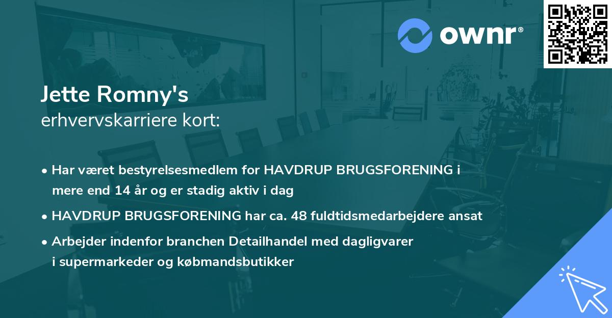 Jette Romny's erhvervskarriere kort