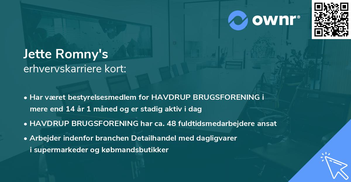 Jette Romny's erhvervskarriere kort