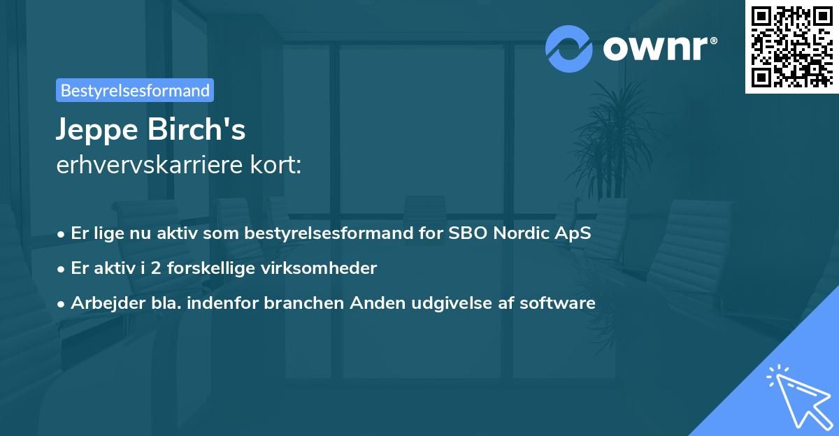 Jeppe Birch's erhvervskarriere kort