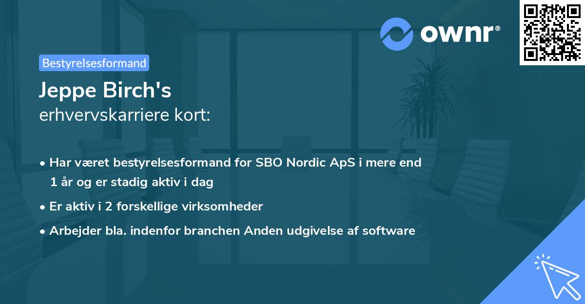 Jeppe Birch's erhvervskarriere kort