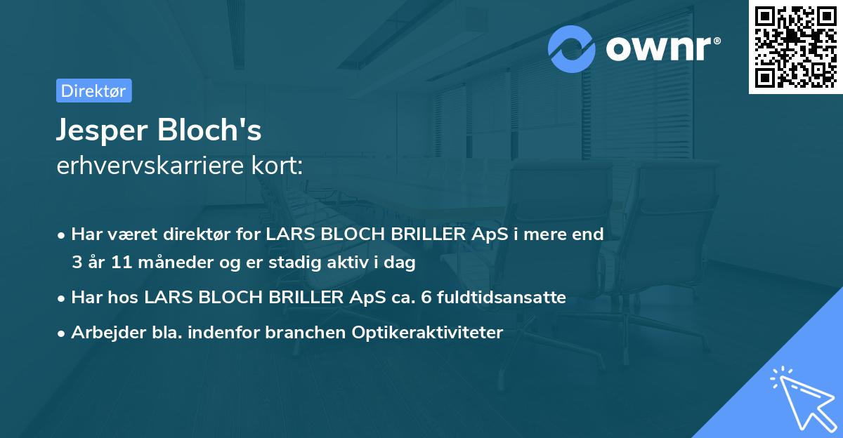 Jesper Bloch's erhvervskarriere kort