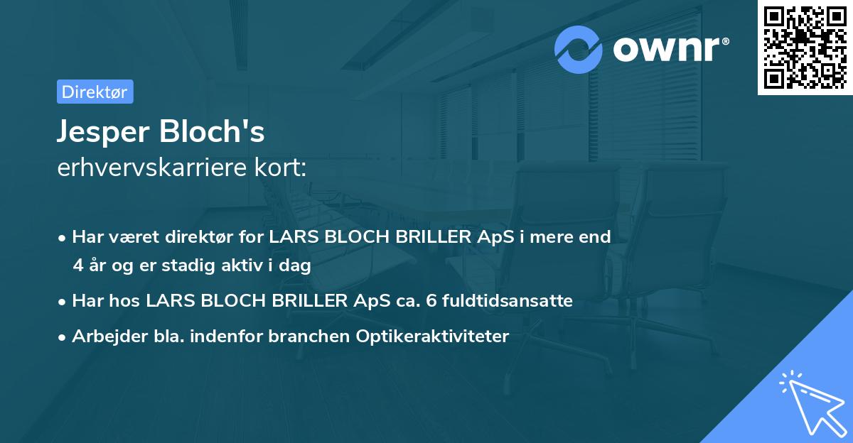 Jesper Bloch's erhvervskarriere kort