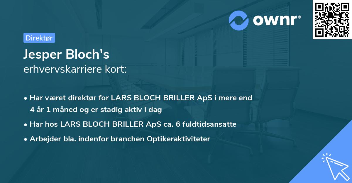 Jesper Bloch's erhvervskarriere kort