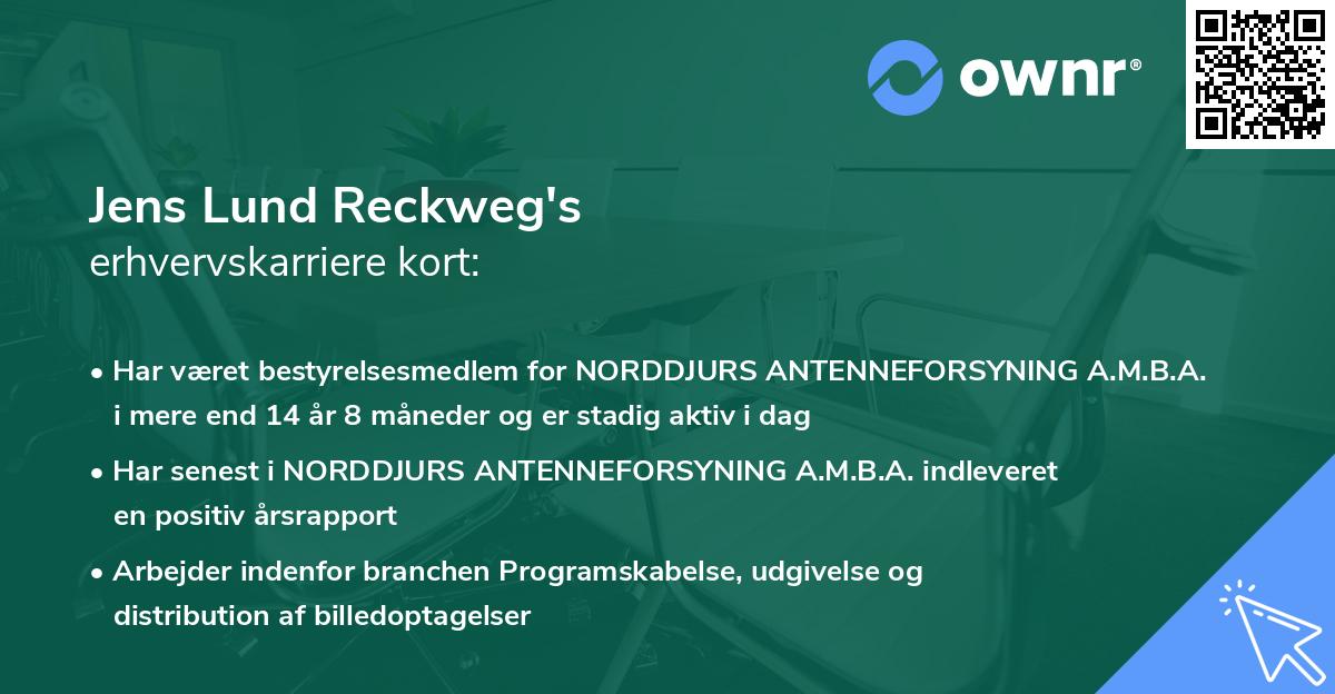 Jens Lund Reckweg's erhvervskarriere kort