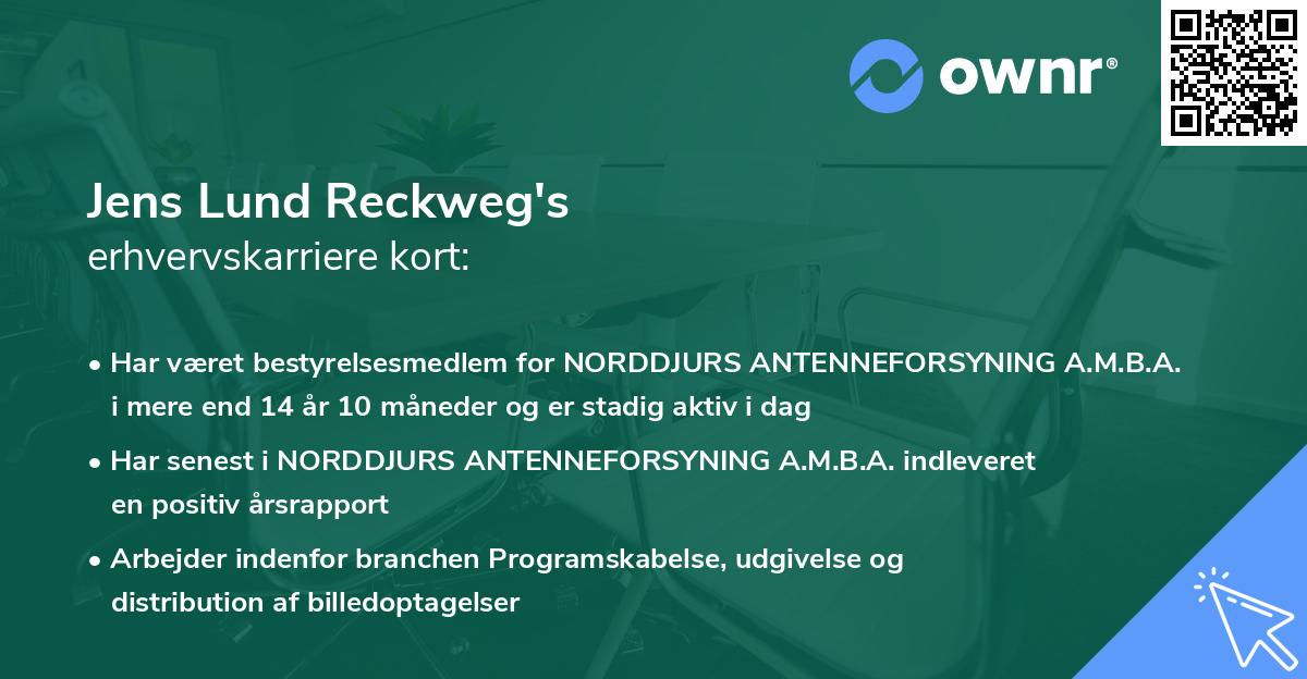 Jens Lund Reckweg's erhvervskarriere kort