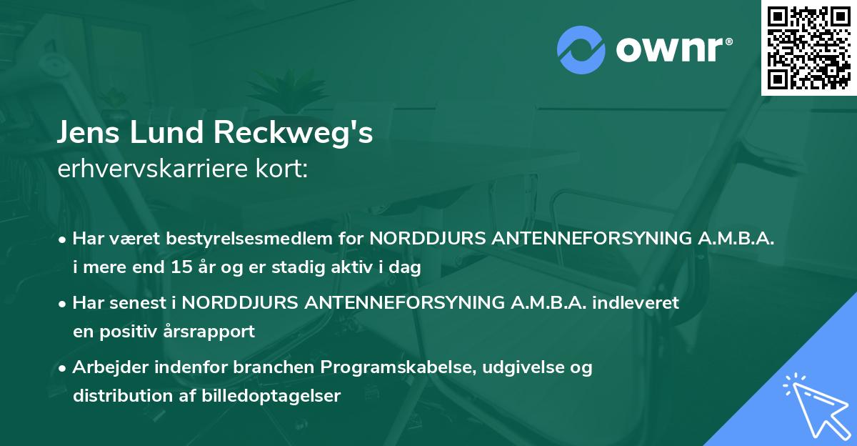 Jens Lund Reckweg's erhvervskarriere kort