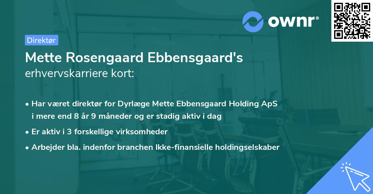 Mette Rosengaard Ebbensgaard's erhvervskarriere kort