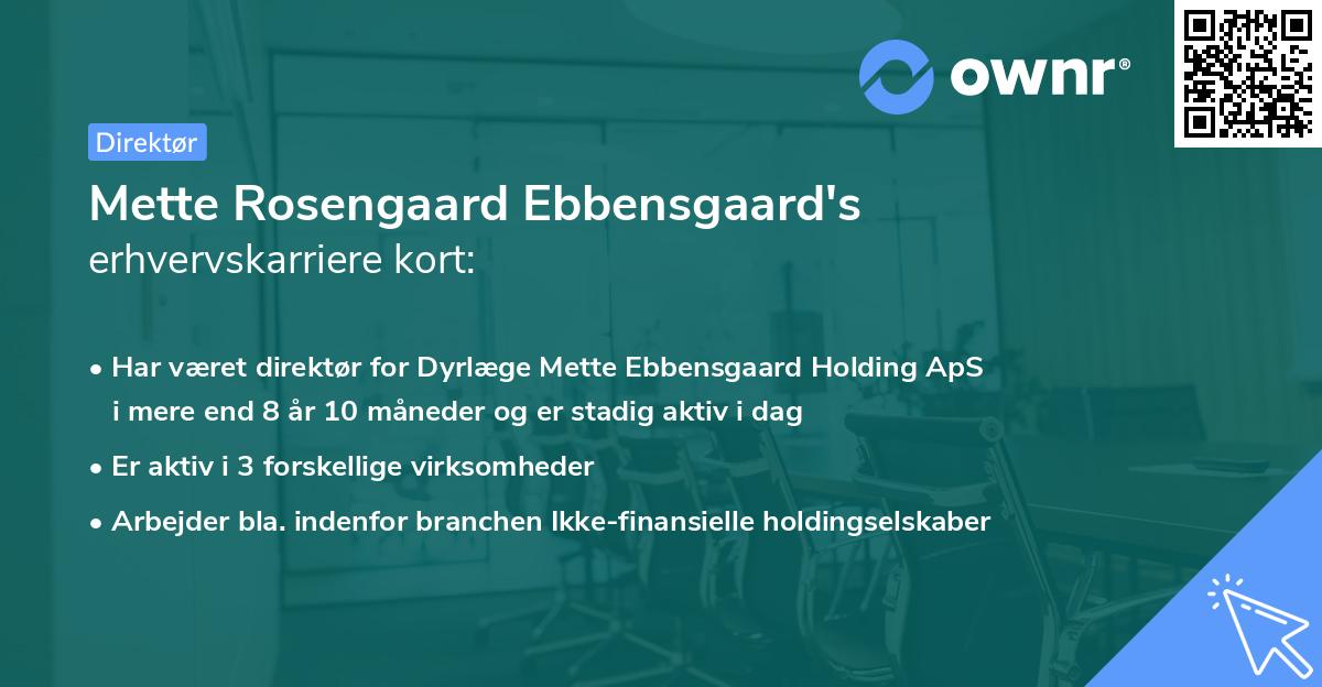 Mette Rosengaard Ebbensgaard's erhvervskarriere kort