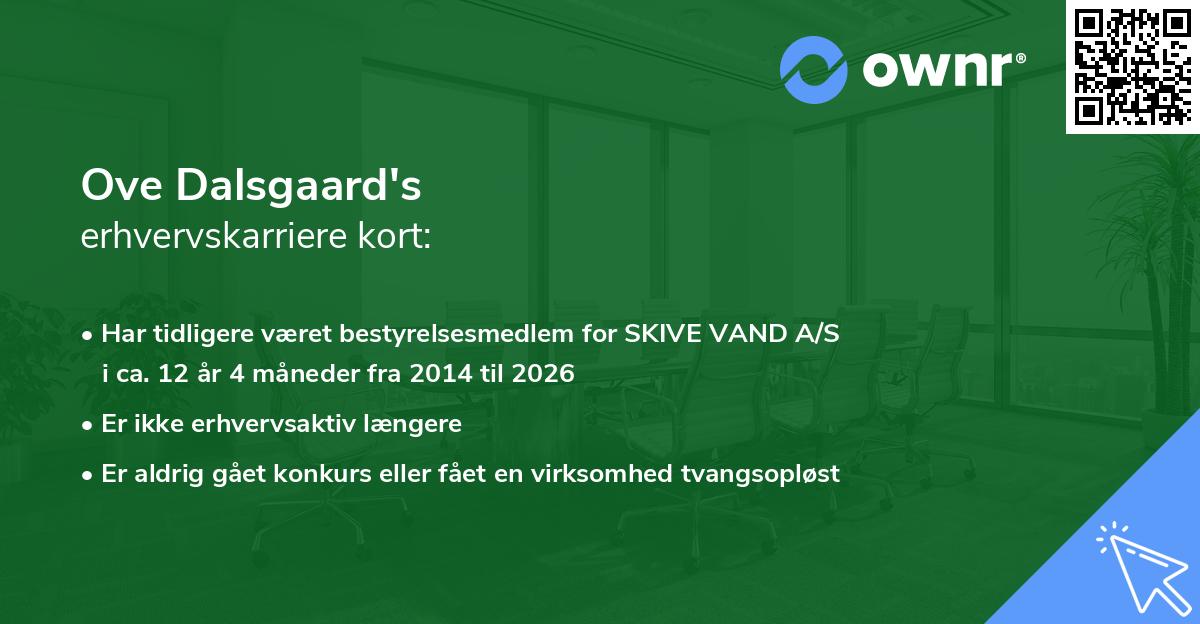 Ove Dalsgaard's erhvervskarriere kort