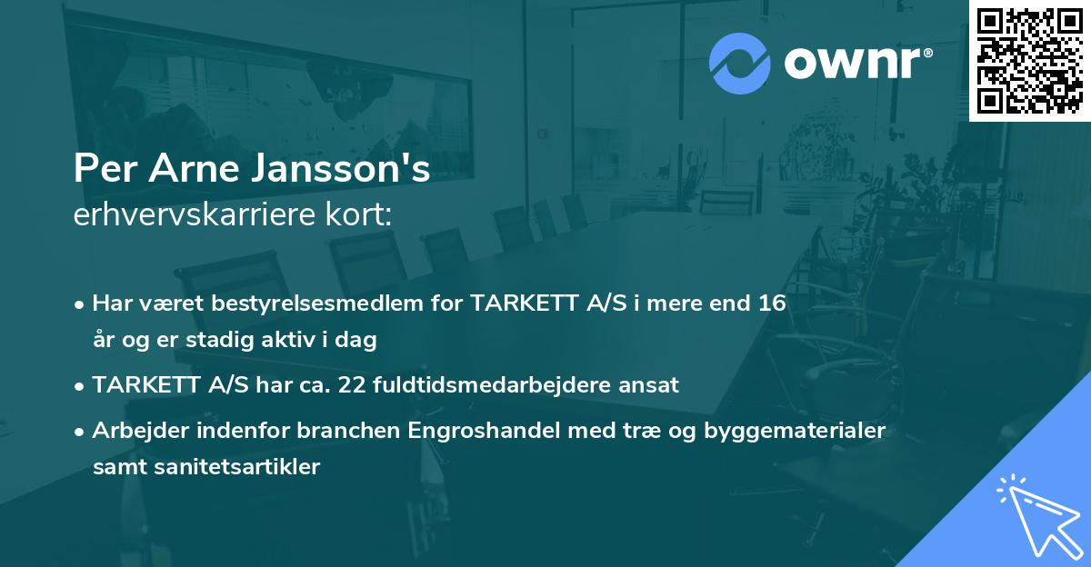 Per Arne Jansson's erhvervskarriere kort