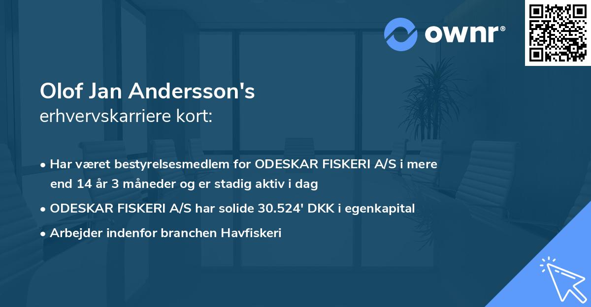 Olof Jan Andersson's erhvervskarriere kort