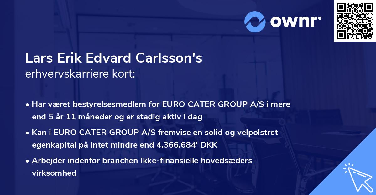 Lars Erik Edvard Carlsson's erhvervskarriere kort