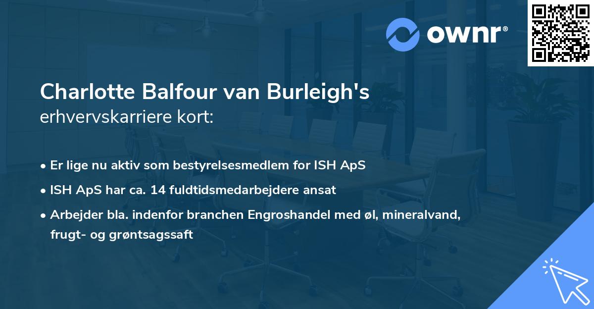 Charlotte Balfour van Burleigh's erhvervskarriere kort