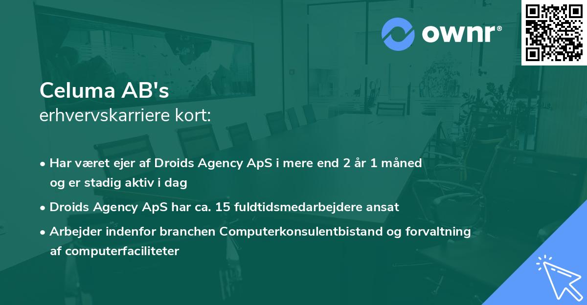 Celuma AB's erhvervskarriere kort