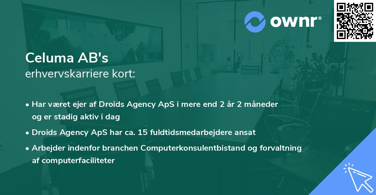 Celuma AB's erhvervskarriere kort