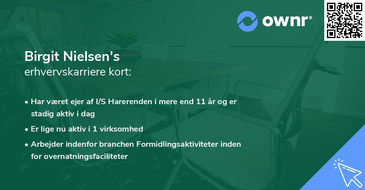 Birgit Nielsen's erhvervskarriere kort