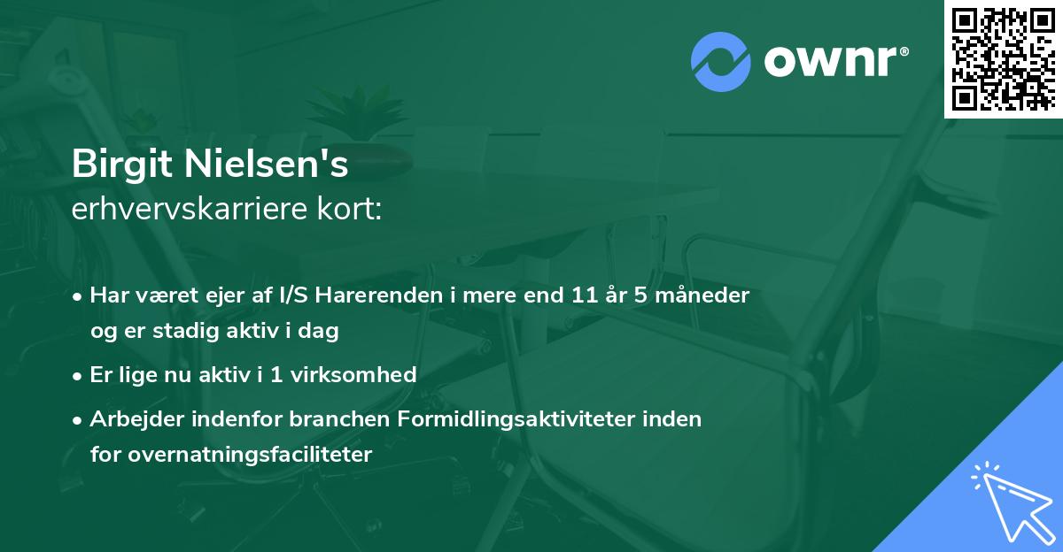 Birgit Nielsen's erhvervskarriere kort