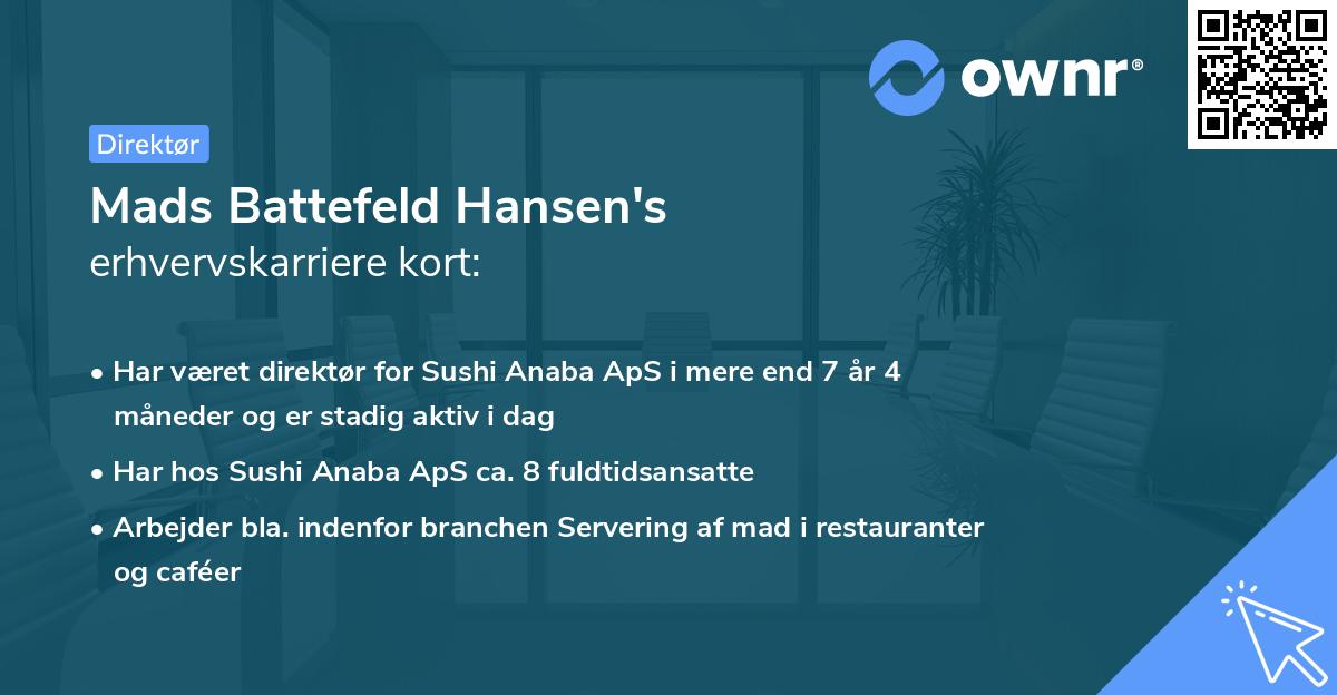 Mads Battefeld Hansen's erhvervskarriere kort