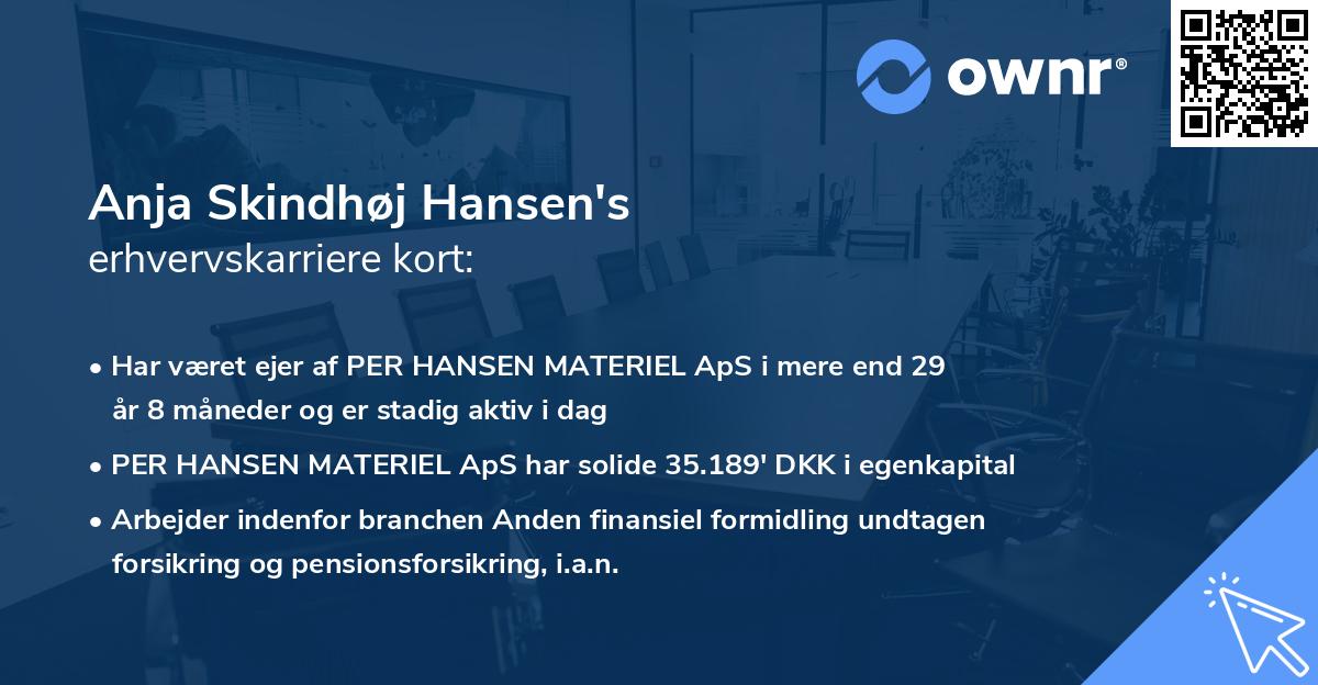 Anja Skindhøj Hansen's erhvervskarriere kort
