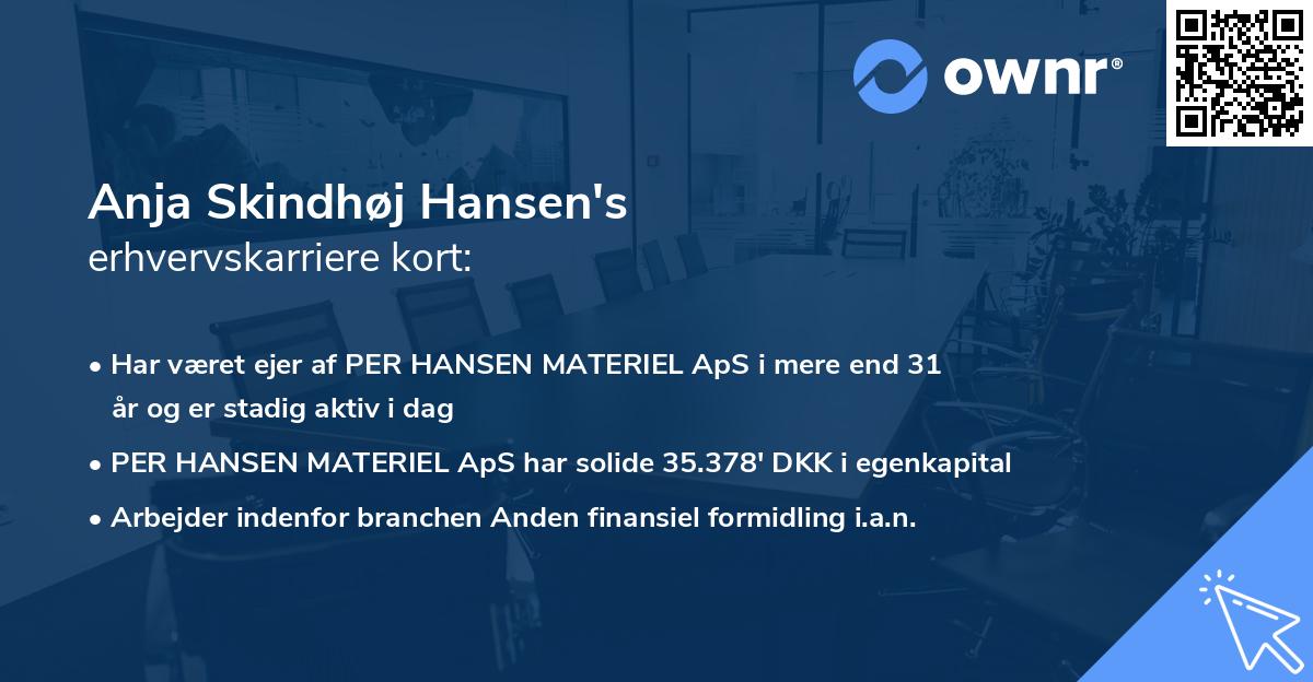 Anja Skindhøj Hansen's erhvervskarriere kort