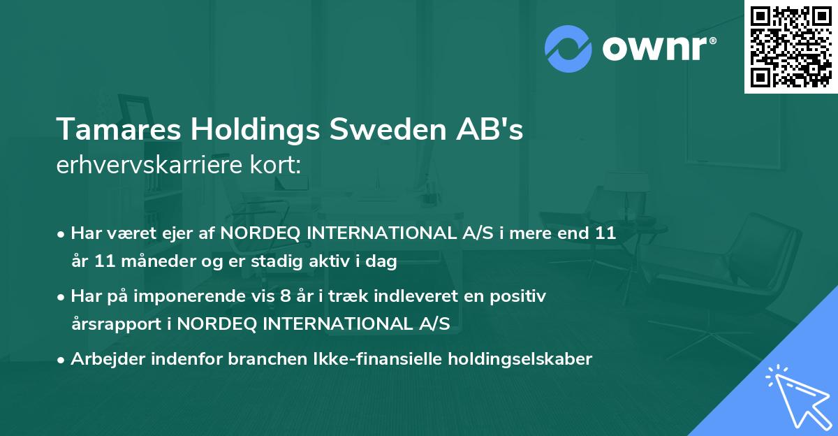 Tamares Holdings Sweden AB's erhvervskarriere kort