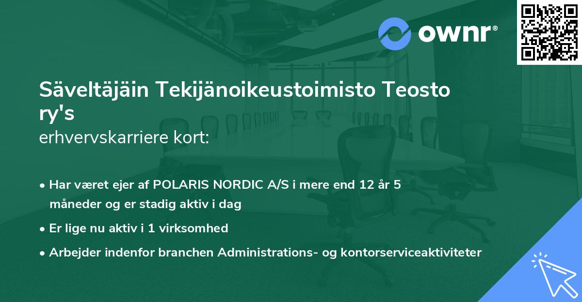 Säveltäjäin Tekijänoikeustoimisto Teosto ry's erhvervskarriere kort