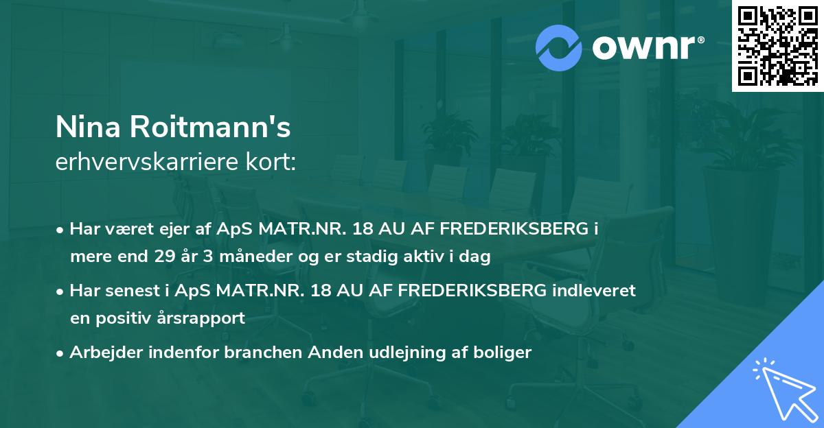 Nina Roitmann's erhvervskarriere kort