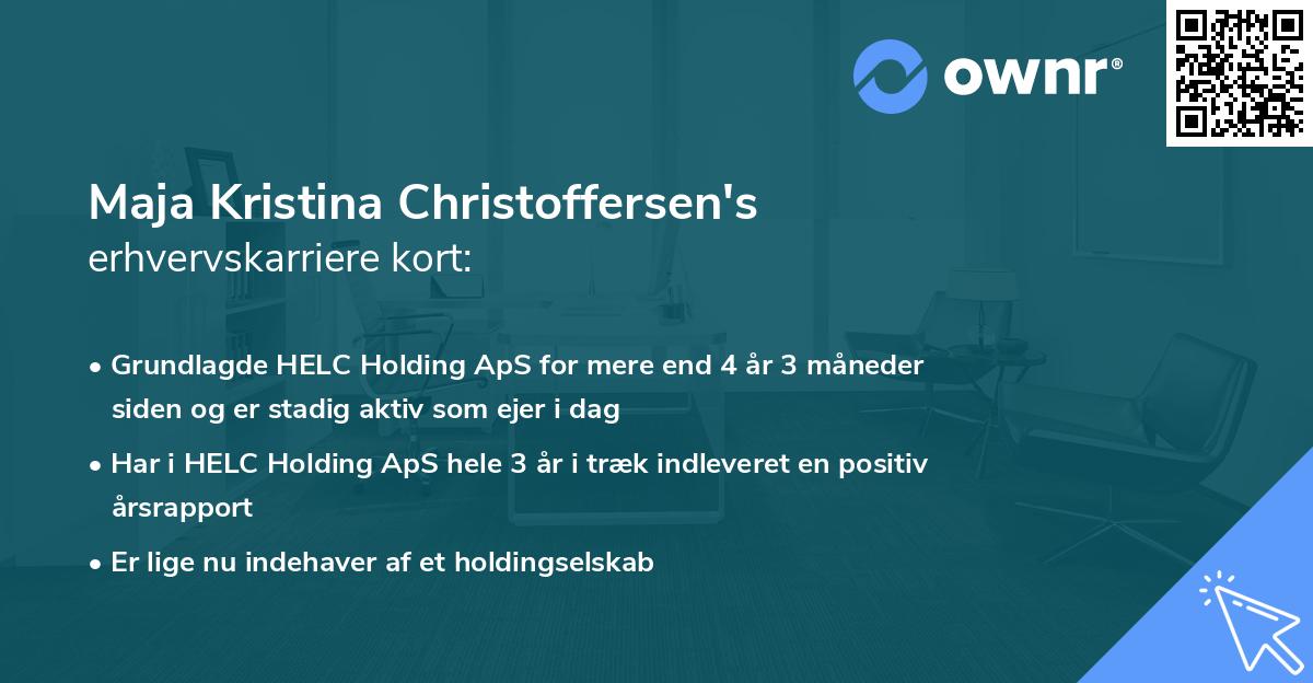 Maja Kristina Christoffersen's erhvervskarriere kort