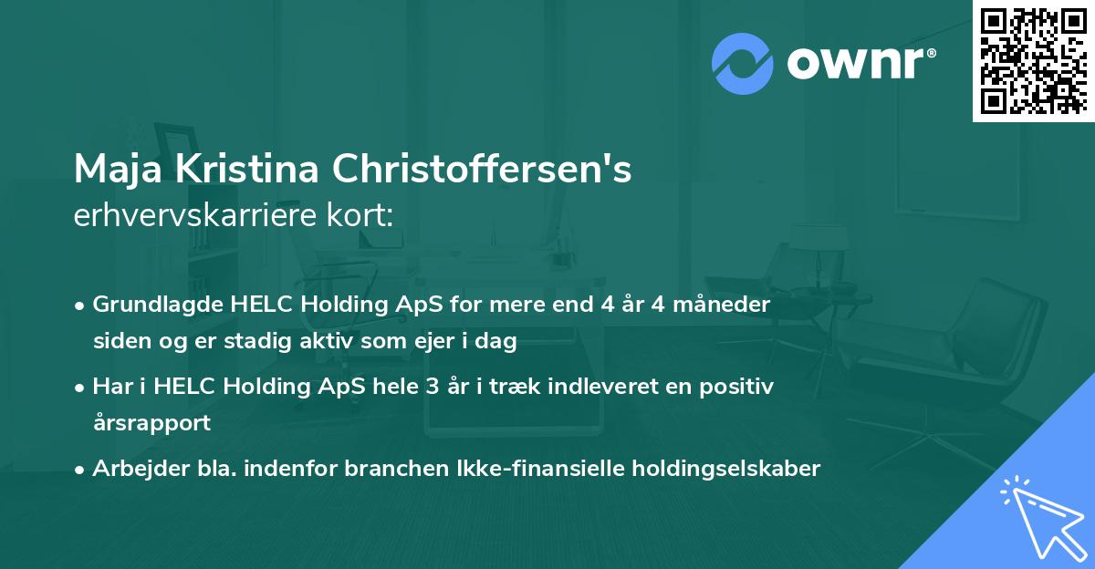 Maja Kristina Christoffersen's erhvervskarriere kort