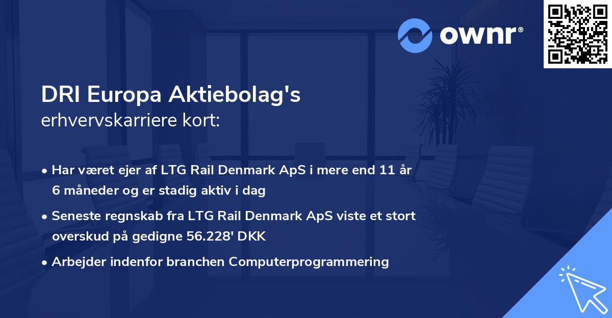 DRI Europa Aktiebolag's erhvervskarriere kort