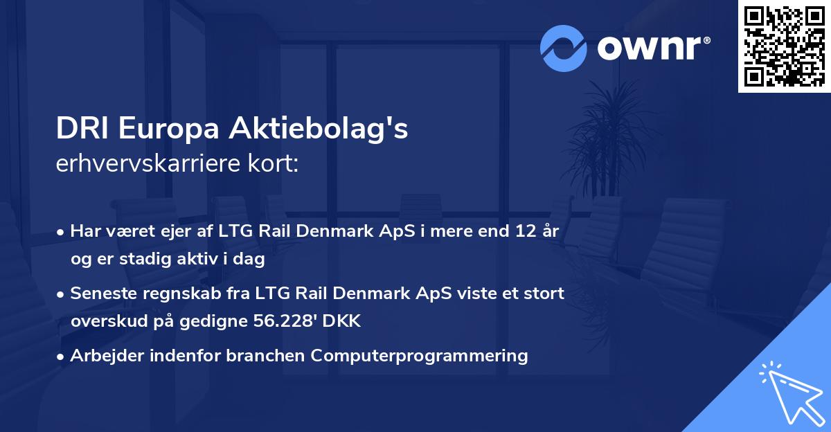 DRI Europa Aktiebolag's erhvervskarriere kort