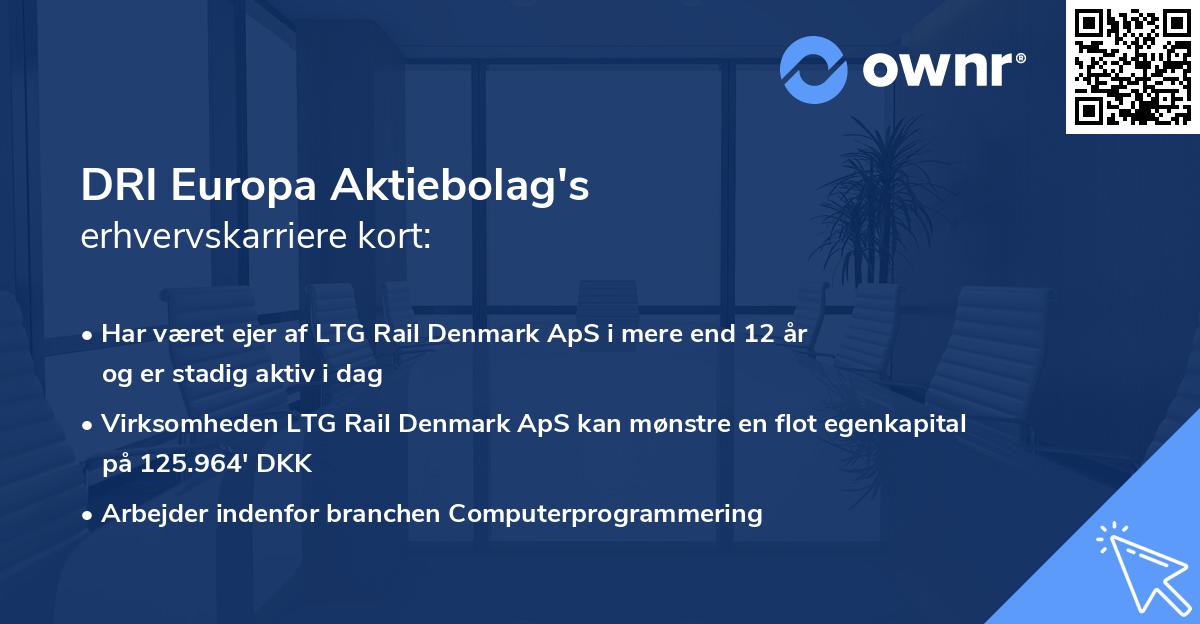 DRI Europa Aktiebolag's erhvervskarriere kort