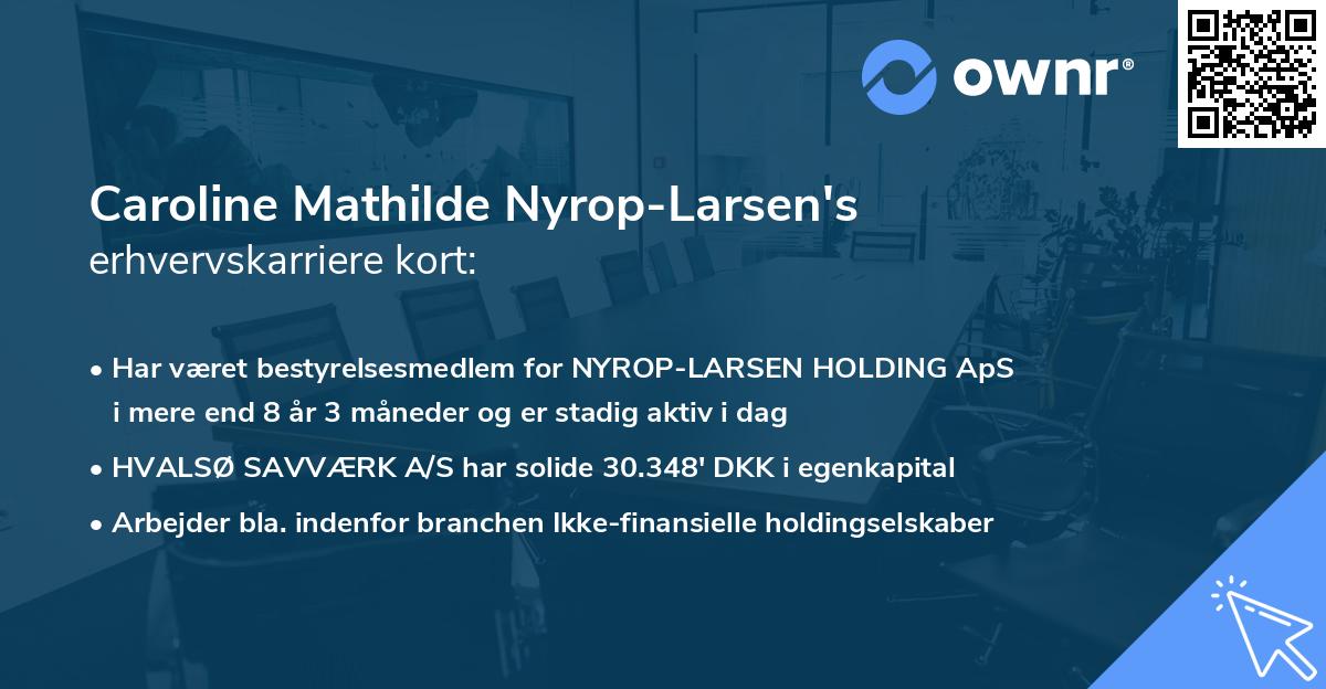 Caroline Mathilde Nyrop-Larsen's erhvervskarriere kort