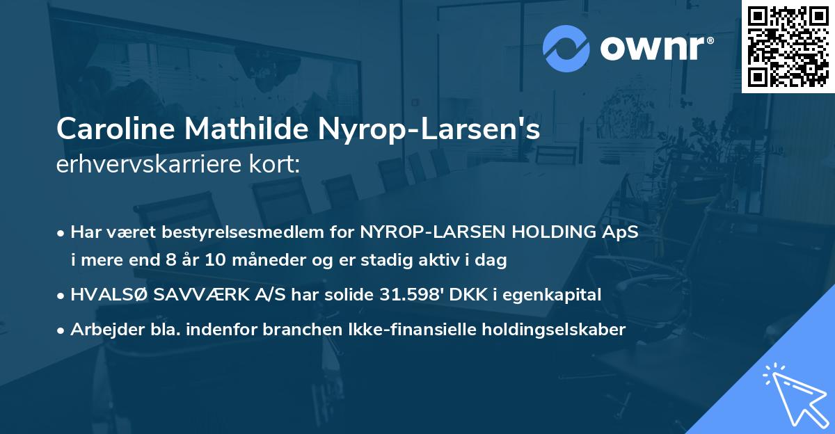 Caroline Mathilde Nyrop-Larsen's erhvervskarriere kort