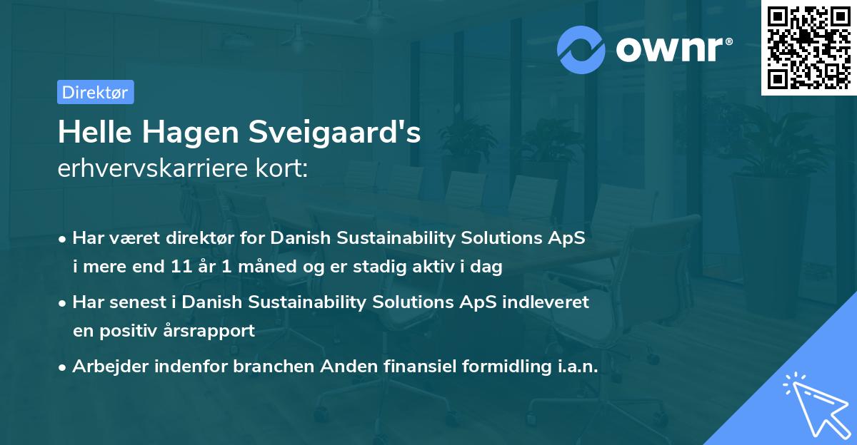 Helle Hagen Sveigaard's erhvervskarriere kort