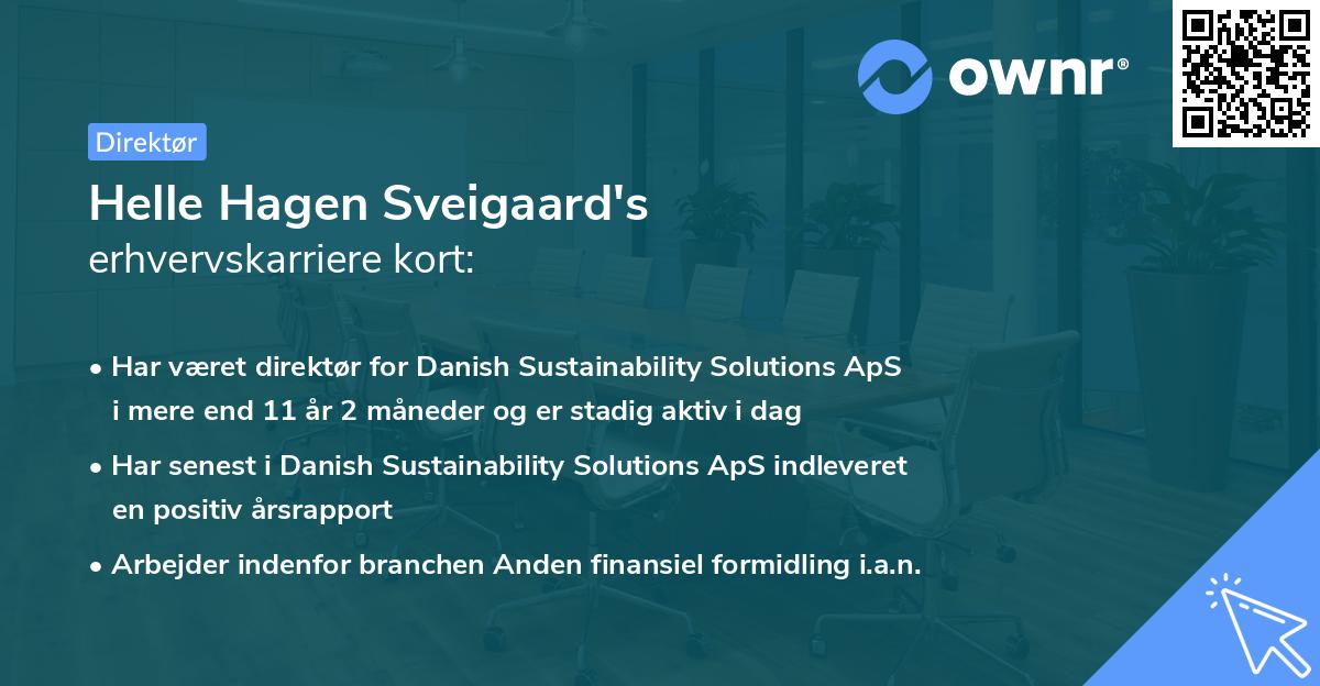 Helle Hagen Sveigaard's erhvervskarriere kort
