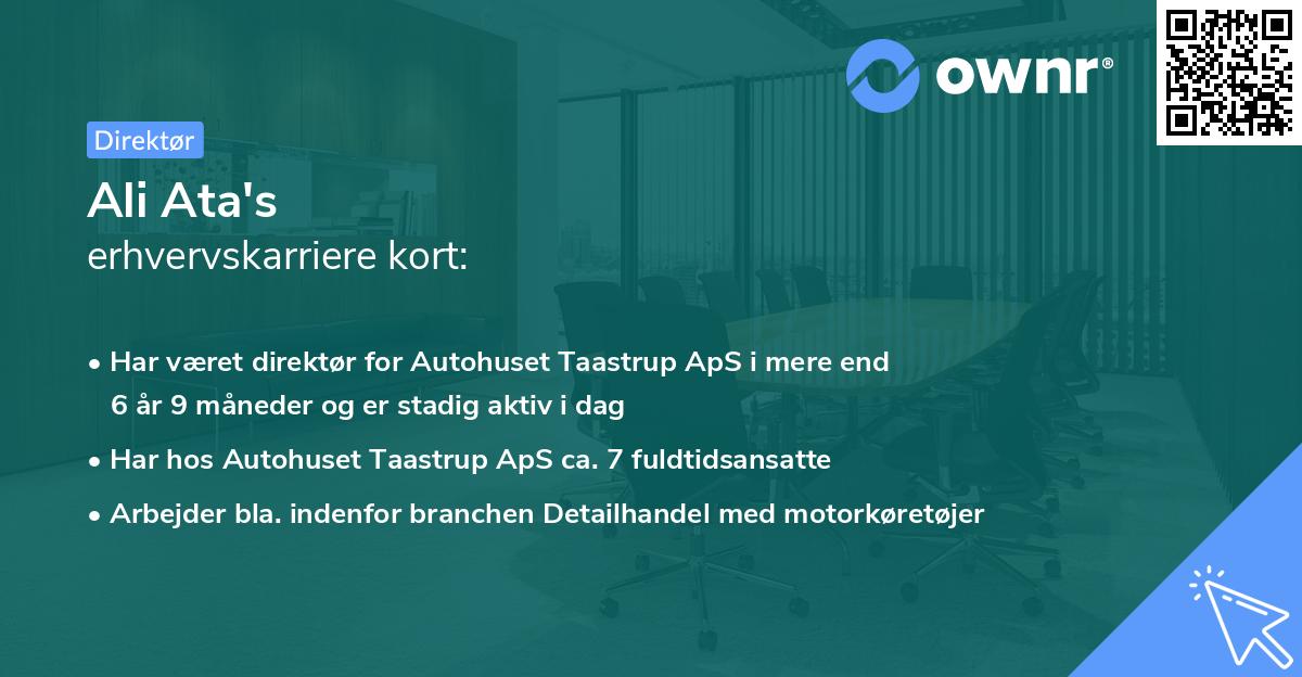 Ali Ata's erhvervskarriere kort