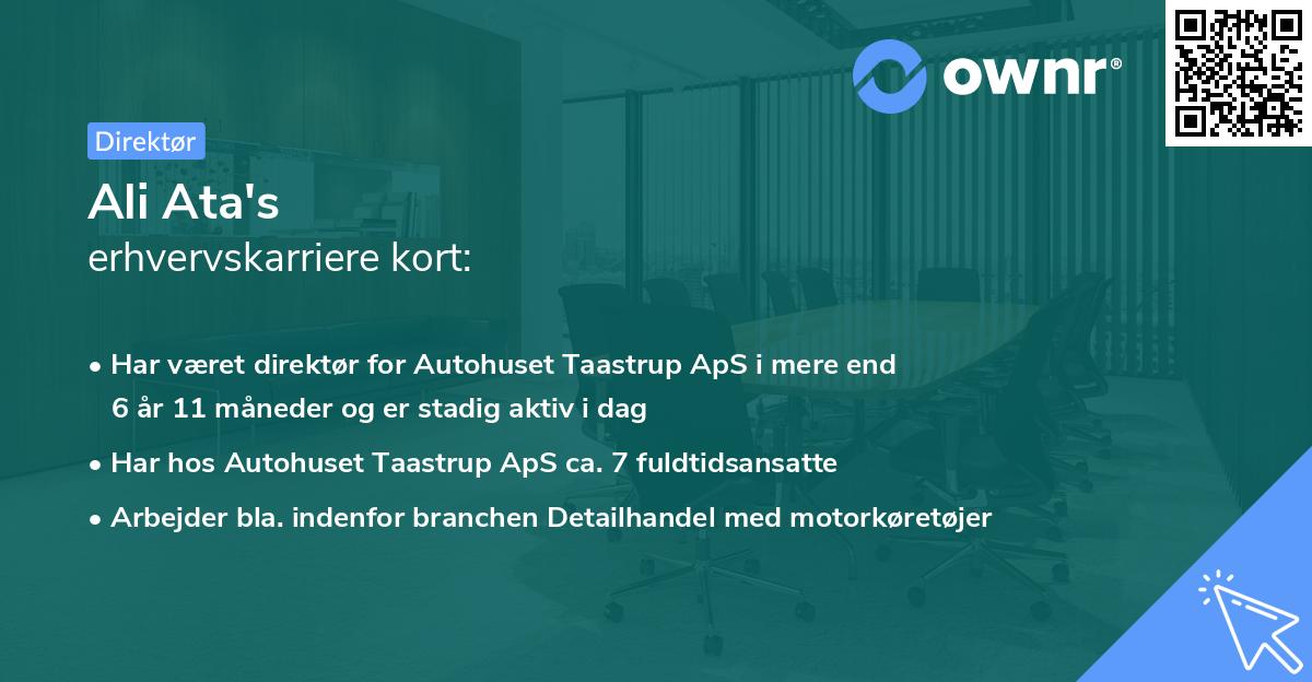 Ali Ata's erhvervskarriere kort