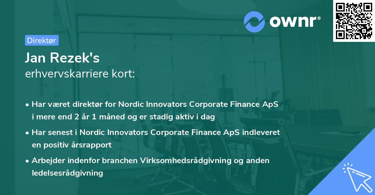 Jan Rezek's erhvervskarriere kort