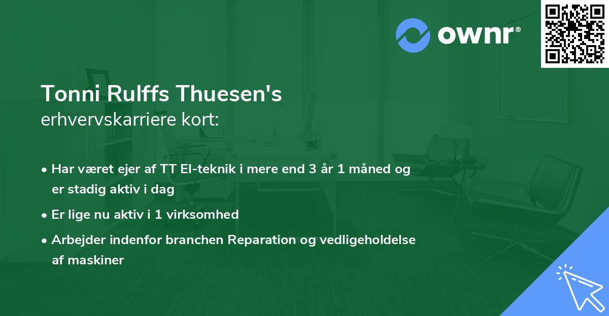 Tonni Rulffs Thuesen's erhvervskarriere kort