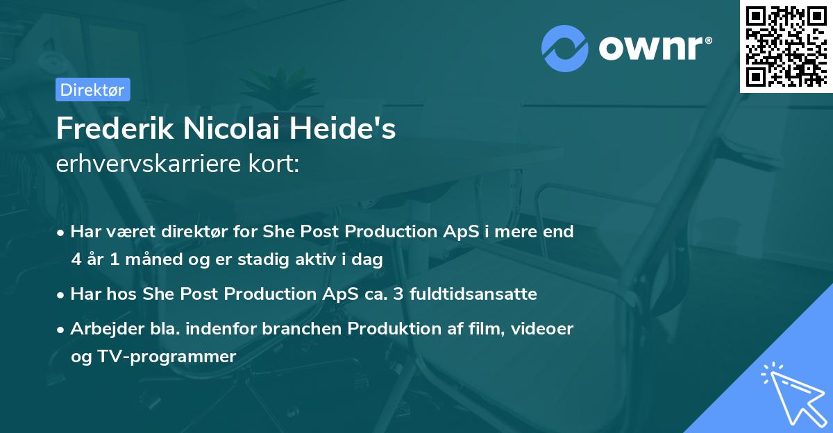 Frederik Nicolai Heide's erhvervskarriere kort