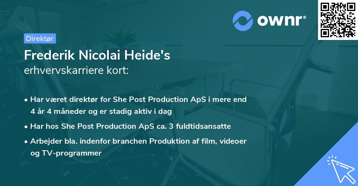 Frederik Nicolai Heide's erhvervskarriere kort