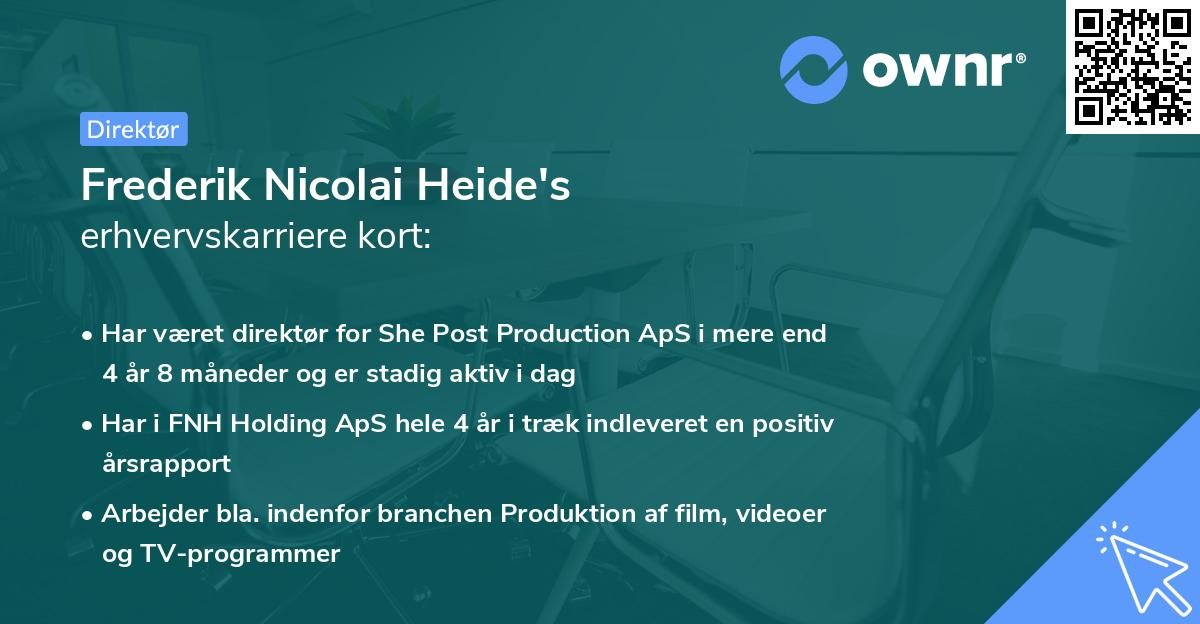 Frederik Nicolai Heide's erhvervskarriere kort