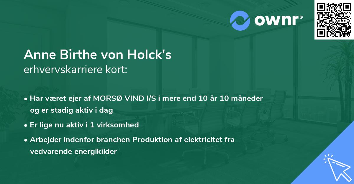 Anne Birthe von Holck's erhvervskarriere kort