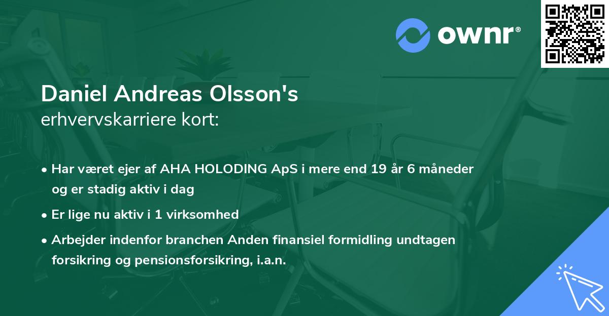 Daniel Andreas Olsson's erhvervskarriere kort