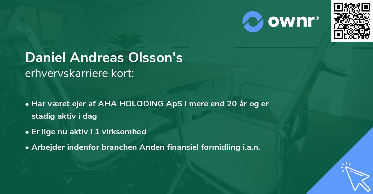 Daniel Andreas Olsson's erhvervskarriere kort